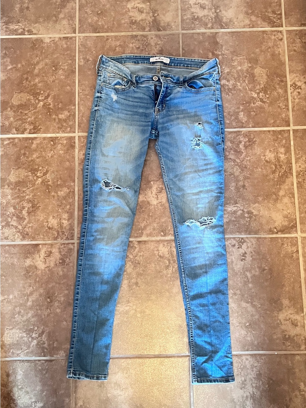 Hollister Light Blue Lowrise Ripped Skinny Jeans